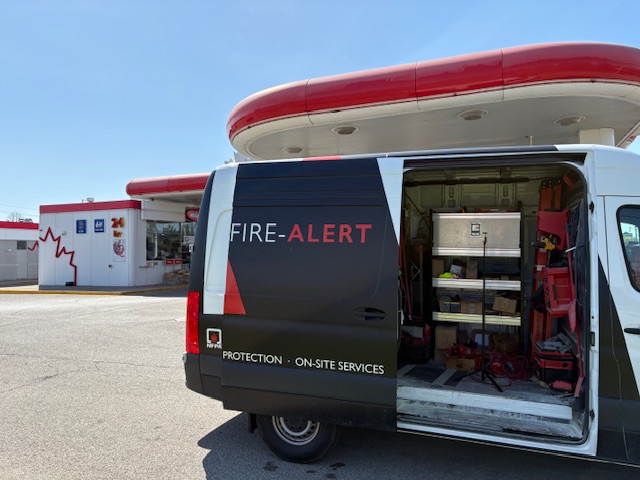 Fully equipped Fire-Alert service van at a customer site